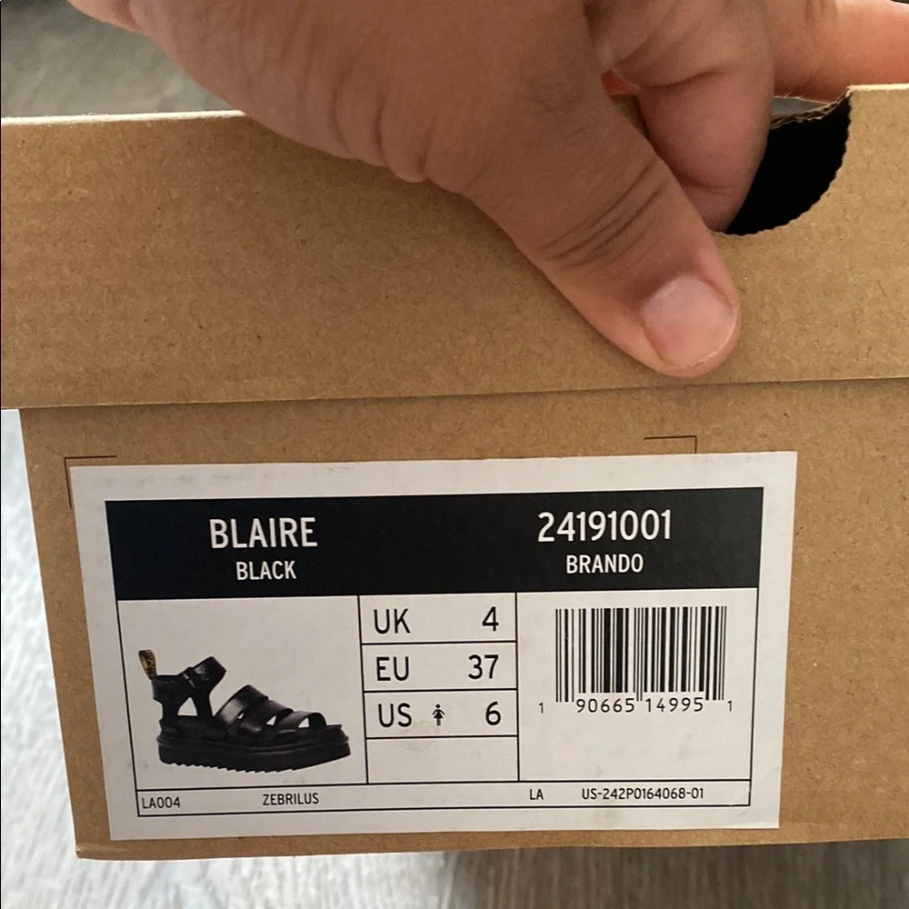 Dr Martens Blaire Black Leather Strap Sandals Size 6 - Picture 6 of 6
